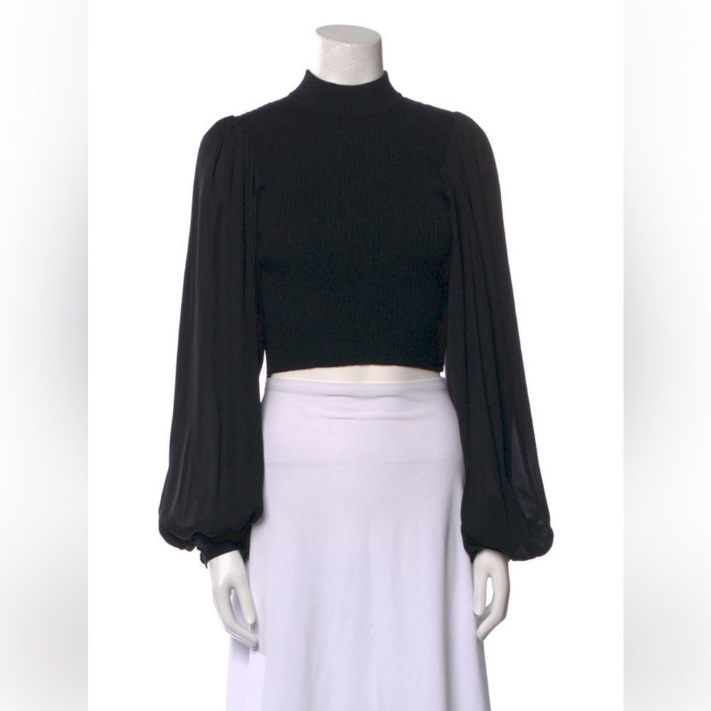 Ronny Kobo Elegant Black Women's  cropped ribbed top, XS